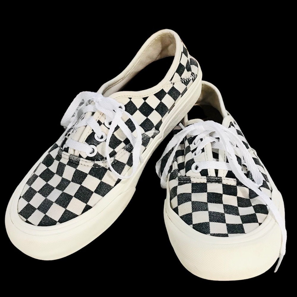 Vans Checkered Square Print Lace Up Skateboard Shoes Size 7